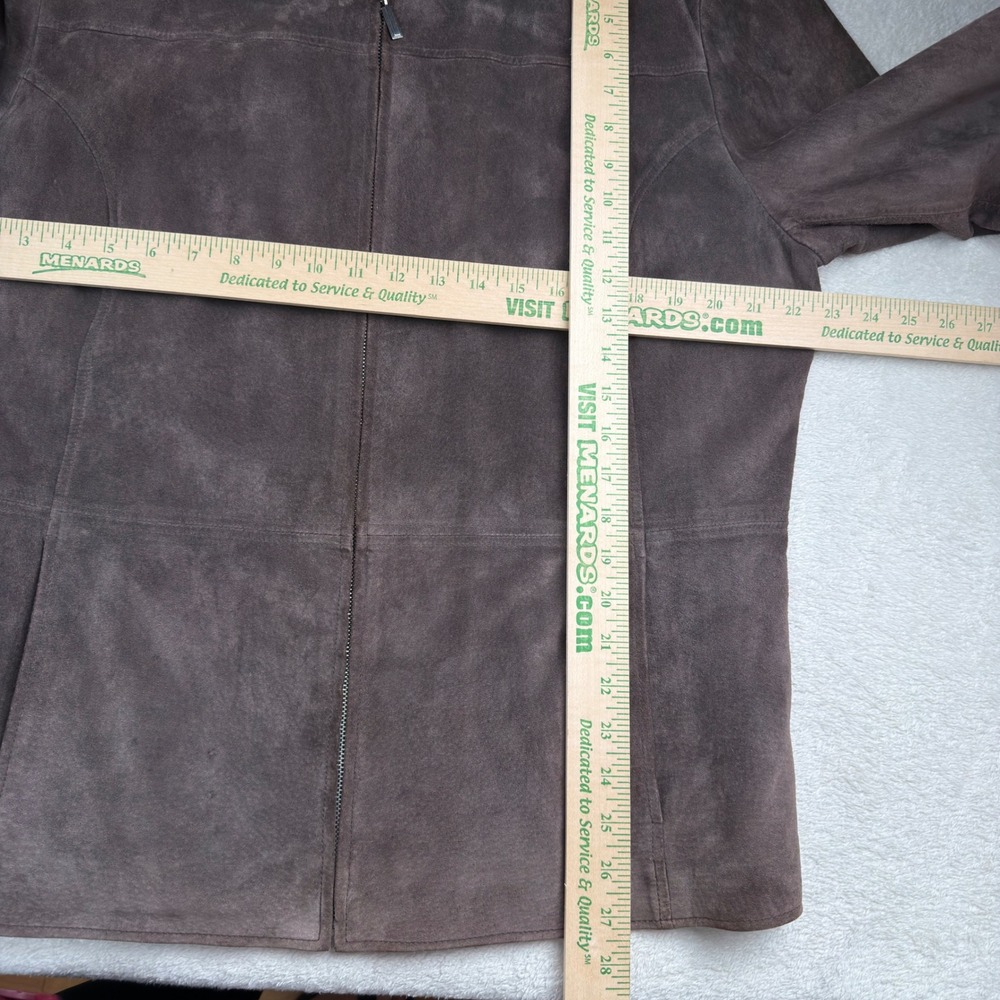 St. Johns Bay Washable Suede Jacket Brown Zip Front Leather Coat XL Minimalist - Picture 3 of 7